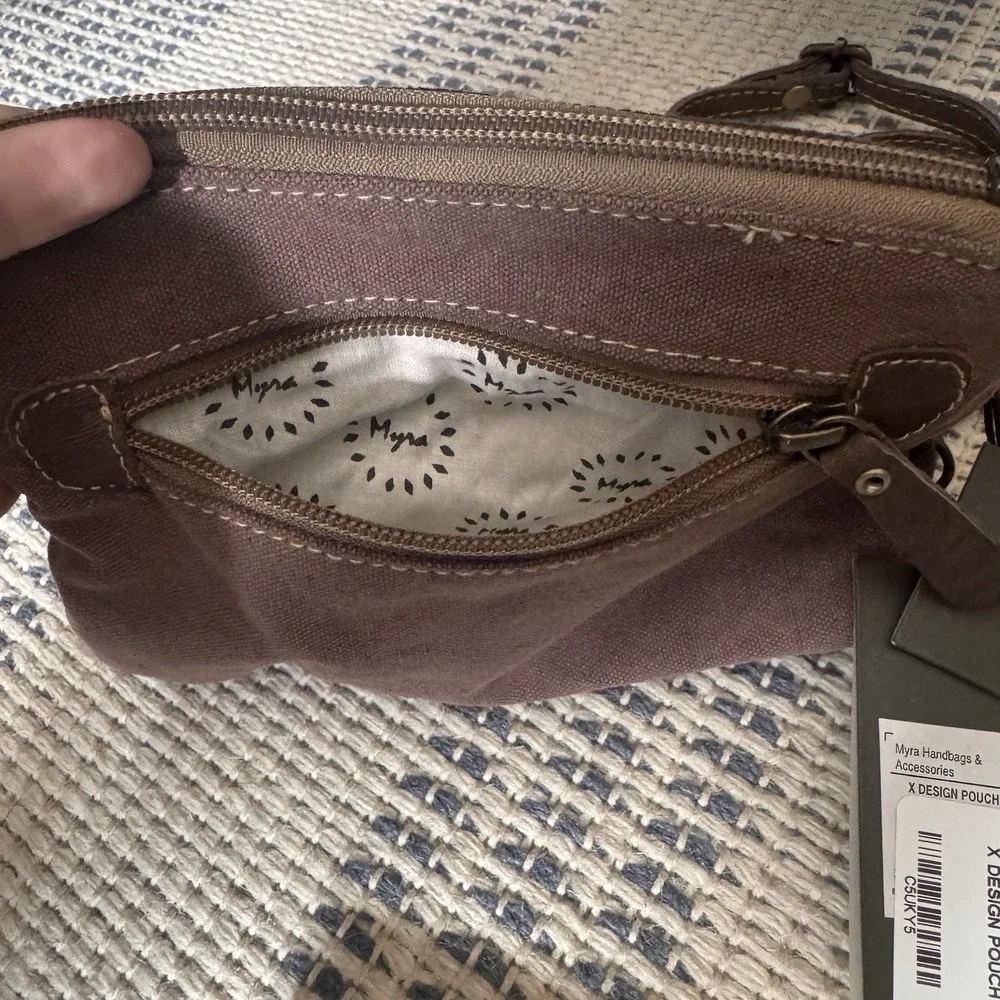 Myra S-1220 Small Cellphone Crossbody Bag for Women Canvas / Leather